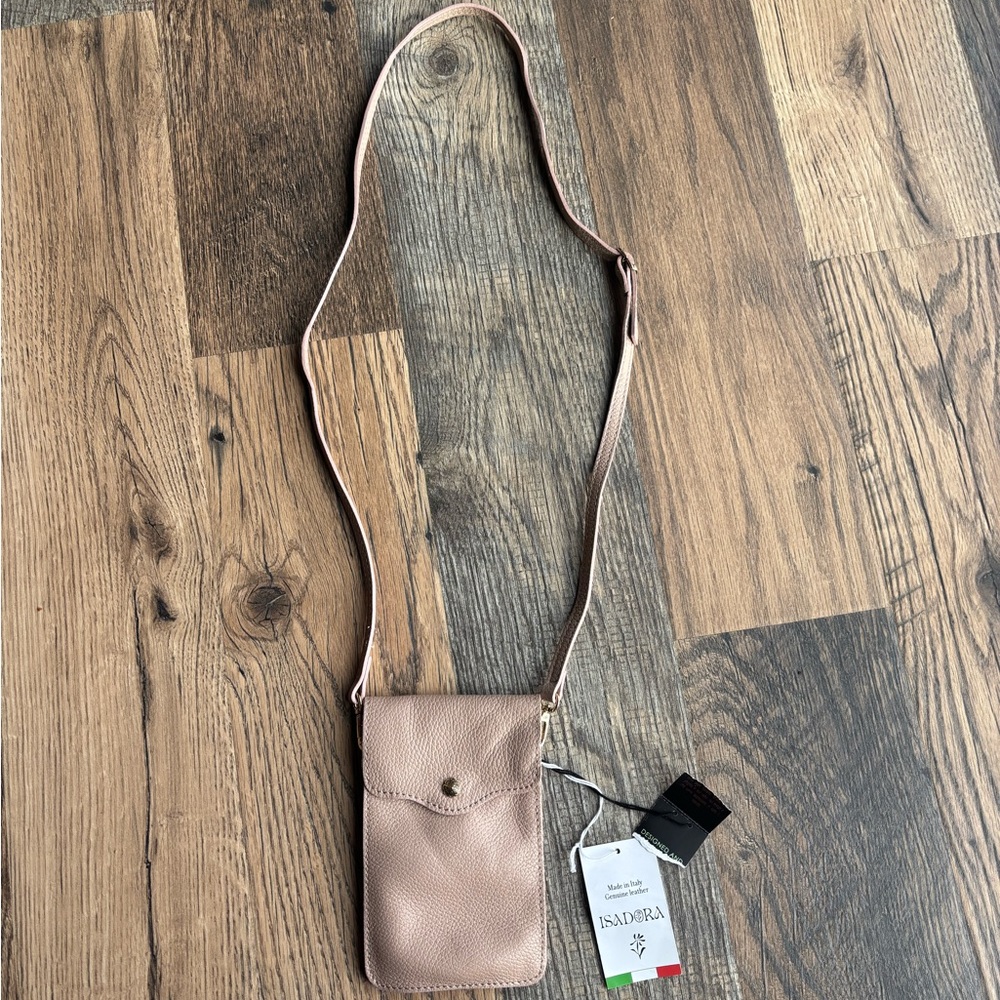 Isadora Pebbled Leather Crossbody Bag - Blush flaw on back